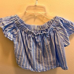 Blue and White Crop Top